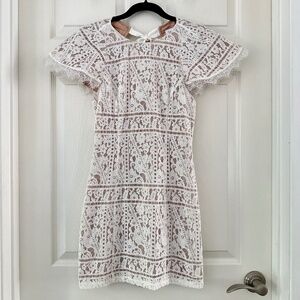 Endless Rose Lace Mini Dress White Open Back Women’s Size XS